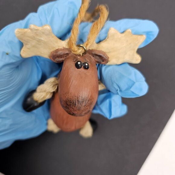Vintage‎ Bert Anderson Christmas Moose Elk Ornament 2002 Dangling Folk Art Jute - Picture 10 of 14